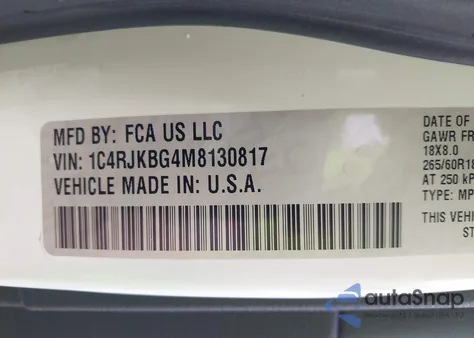 2021 Jeep Grand Cherokee L Limited 4X4 from USA, damaged, VIN 1C4RJKBG4M8130817